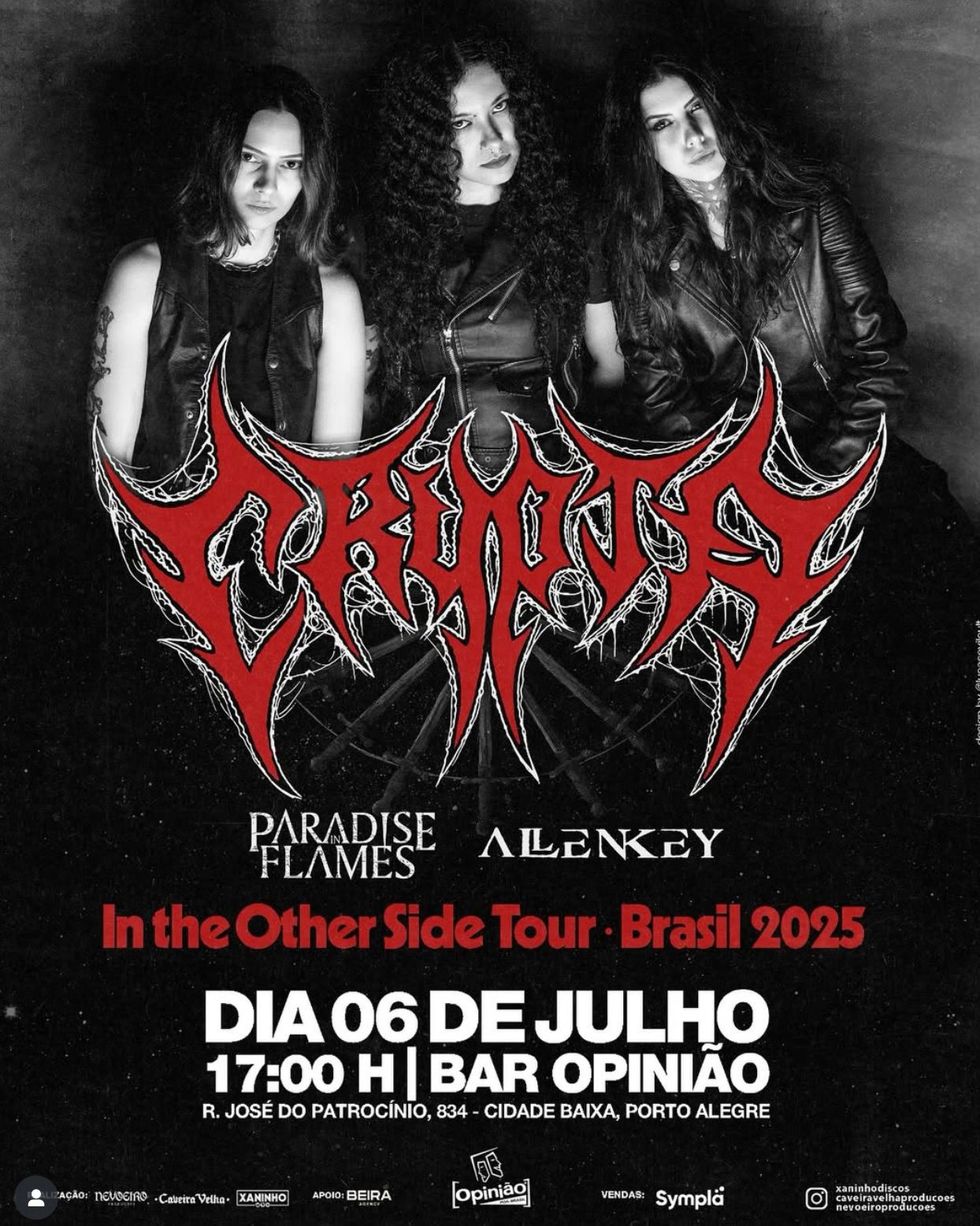 CRYPTA retorna a Porto Alegre em julho com show explosivo no Opinião