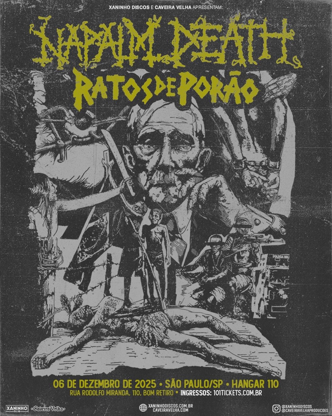 O Grindcore do Napalm Death e o Hardcore Punk do Ratos de Porão farão história em São Paulo — Ingressos Esgotados.