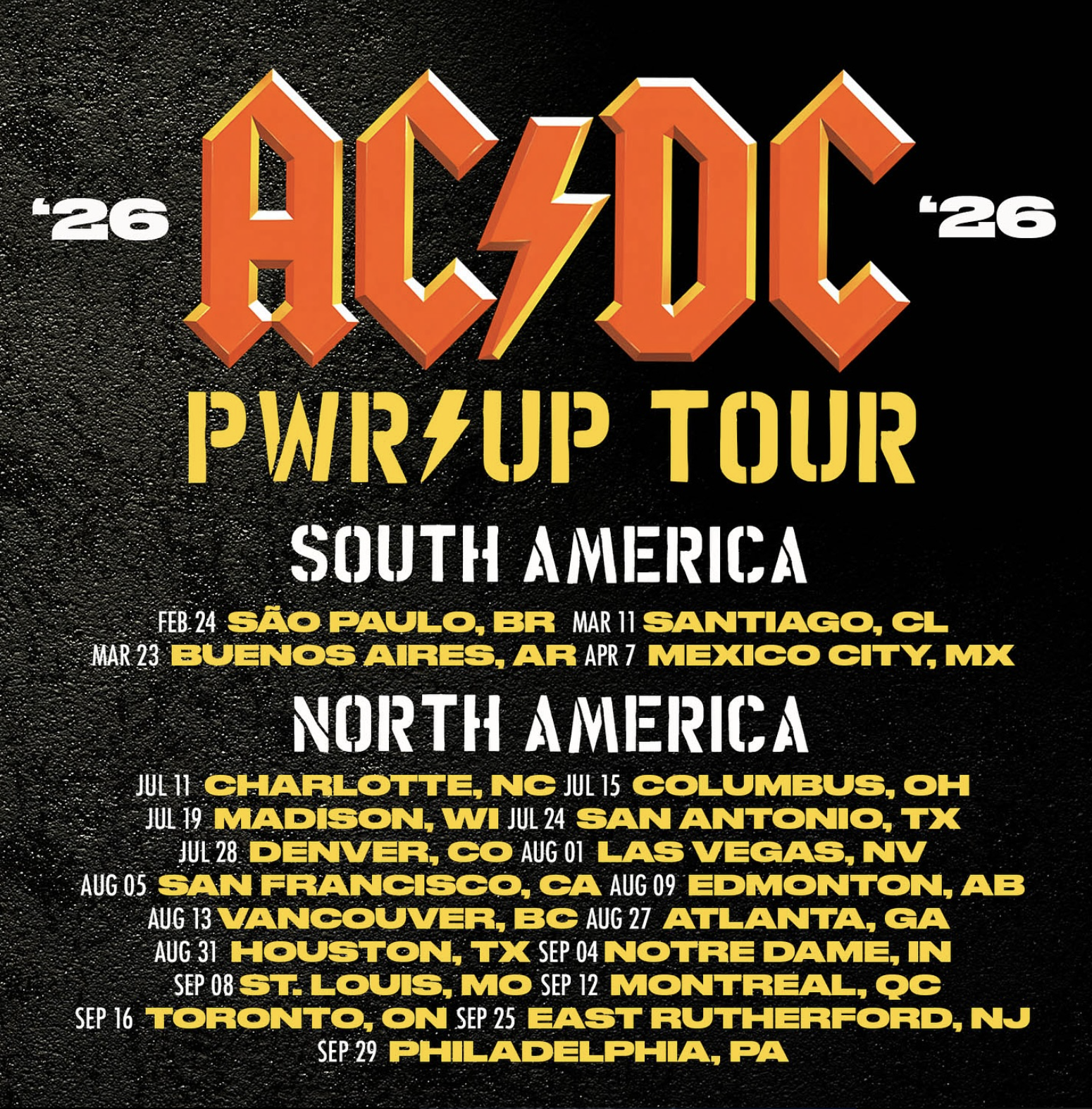 AC/DC anuncia retorno triunfal ao Brasil em 2026 — show único em São Paulo