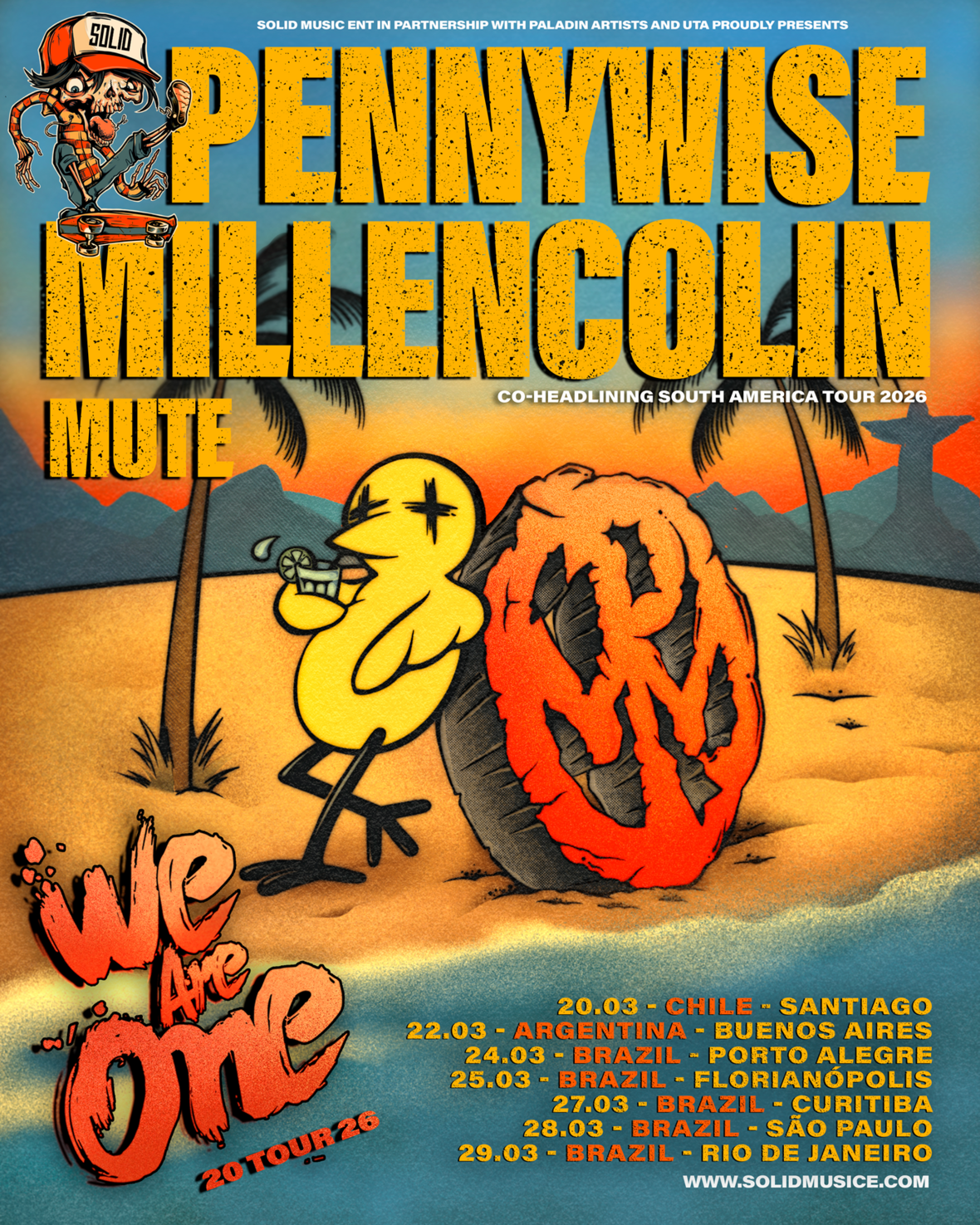We Are One 2026 Tour: Pennywise e Millencolin juntos pela primeira vez na América do Sul!