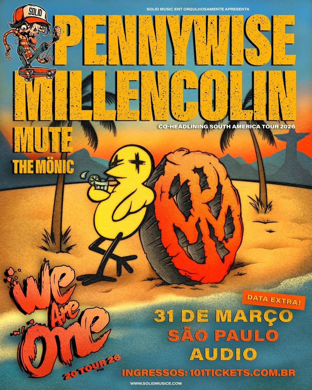 Pennywise e Millencolin anunciam nova data da turnê We Are One Tour 2026 em São Paulo