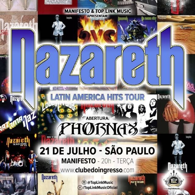 INGRESSOS PARA O SHOW DO NAZARETH JÁ ESTÃO À VENDA E A PHORNAX ABRIRÁ O SHOW EM SÃO PAULO