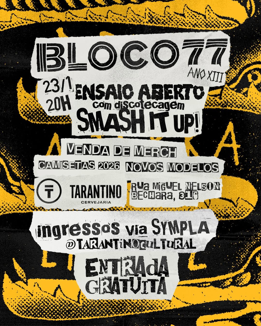 BLOCO 77 – OS ORIGINAIS DO PUNK – O ENSAIO ABERTO DESTE ANO JÁ TEM DATA E LOCAL