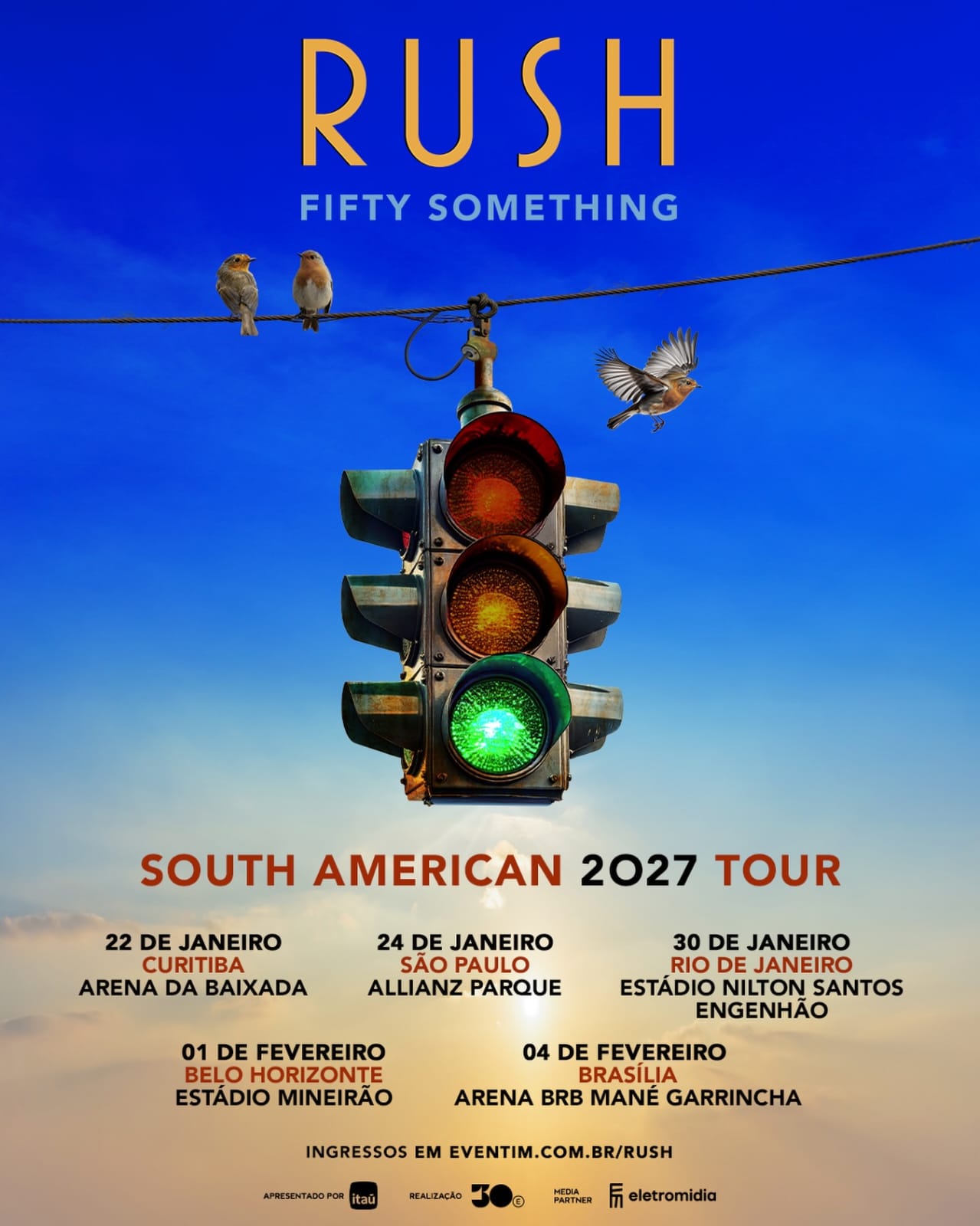 O RUSH ESTÁ DE VOLTA E CONFIRMA CINCO SHOWS NO BRASIL EM 2027