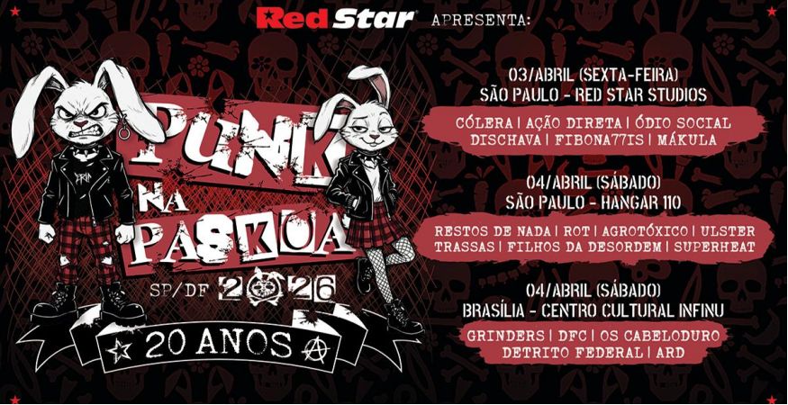 Punk na Páscoa celebra 20 anos reunindo lendas do punk nacional em São Paulo e Brasília.