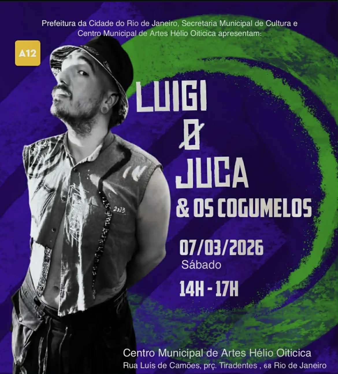 LUIGI O JUCA TRANSFORMA TARDE MUSICAL NO RIO EM ESPETÁCULO PERFORMÁTICO COM O PROJETO OS COGUMELOS