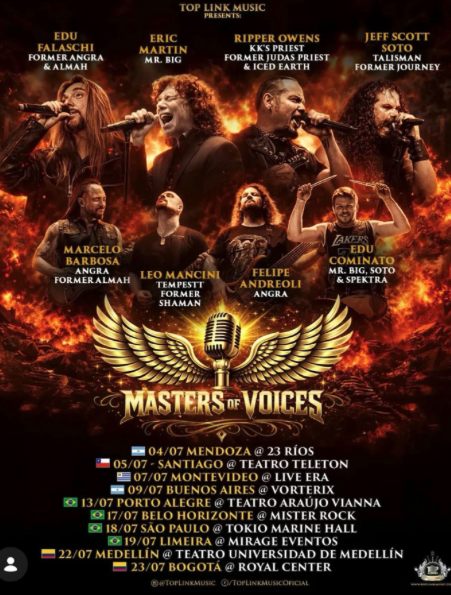 MASTERS OF VOICES: QUATRO VOZES HISTÓRICAS DO ROCK E DO METAL SE UNEM EM TURNÊ PELA AMÉRICA DO SUL