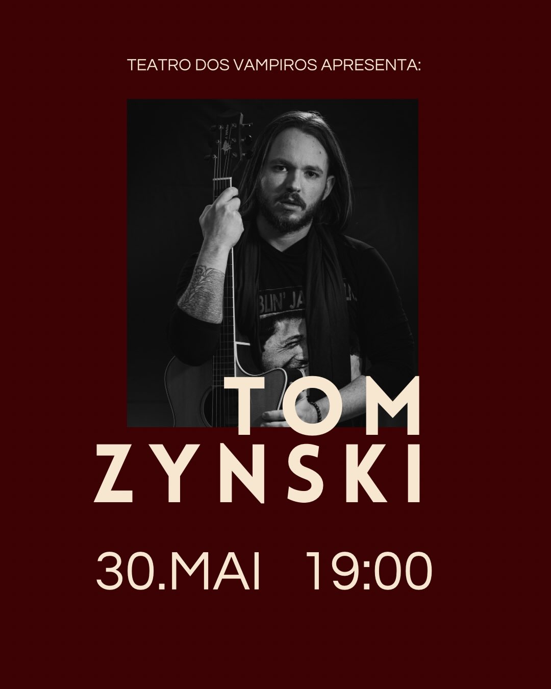 TOM ZYNSKI APRESENTA SHOW SOLO INTIMISTA NO CAFÉ MAL ASSOMBRADO EM PORTO ALEGRE