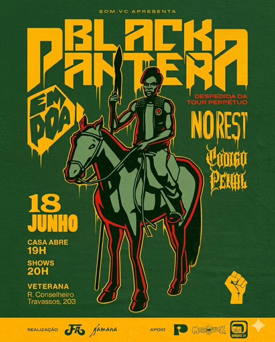 BLACK PANTERA ENCERRA A TOUR “PERPÉTUO” NO RIO GRANDE DO SUL EM NOITE QUE UNE METAL, CRUST E RAP EM PORTO ALEGRE