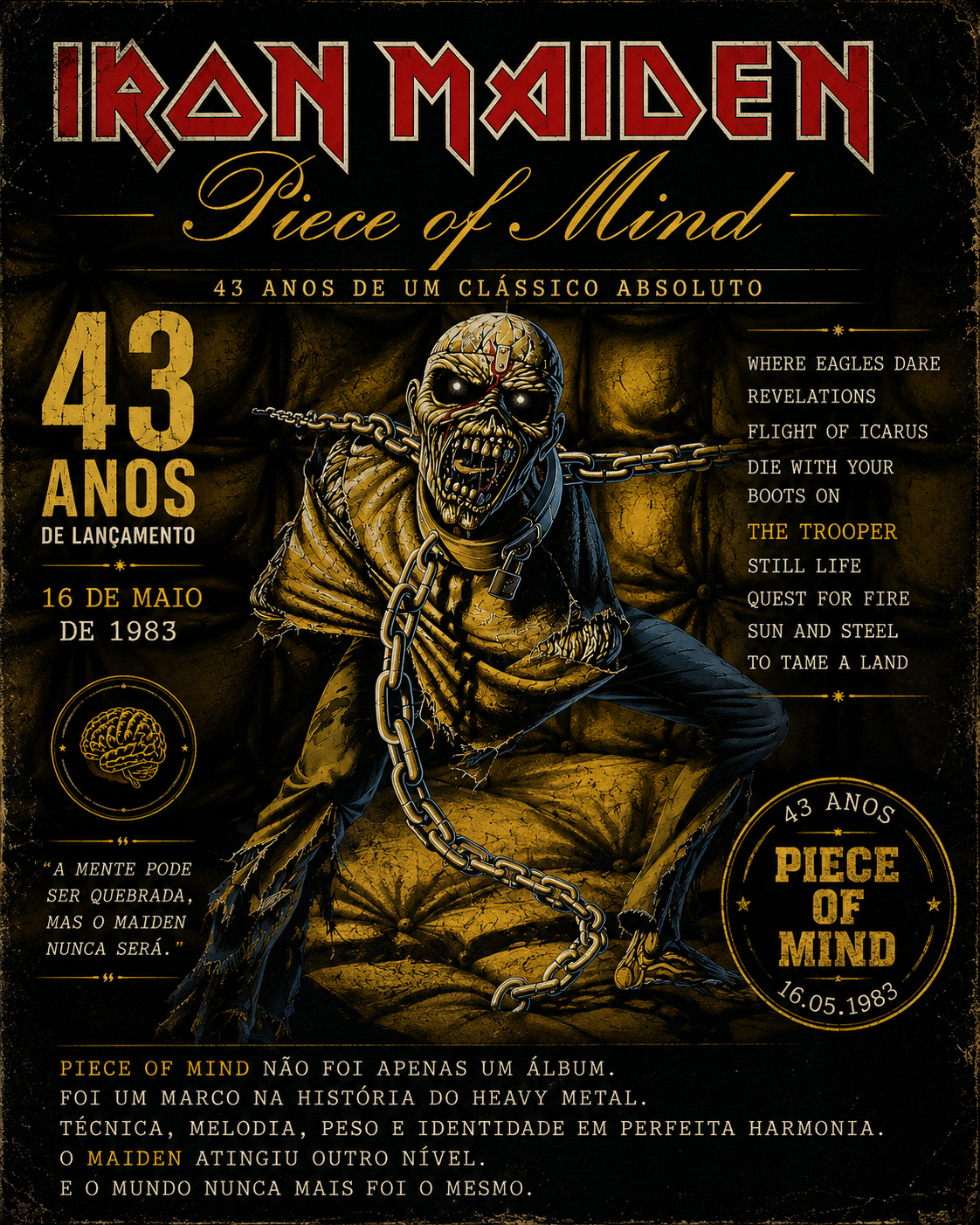 PIECE OF MIND: O DISCO QUE TRANSFORMOU O IRON MAIDEN EM UMA POTÊNCIA DEFINITIVA DO HEAVY METAL
