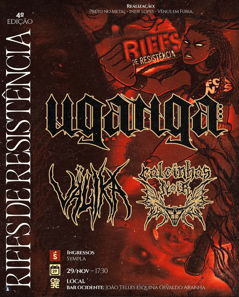 RIFFS DE RESISTÊNCIA REÚNE CALCINHAS NOIR, VÄLIKA E UGANGA NO BAR OCIDENTE