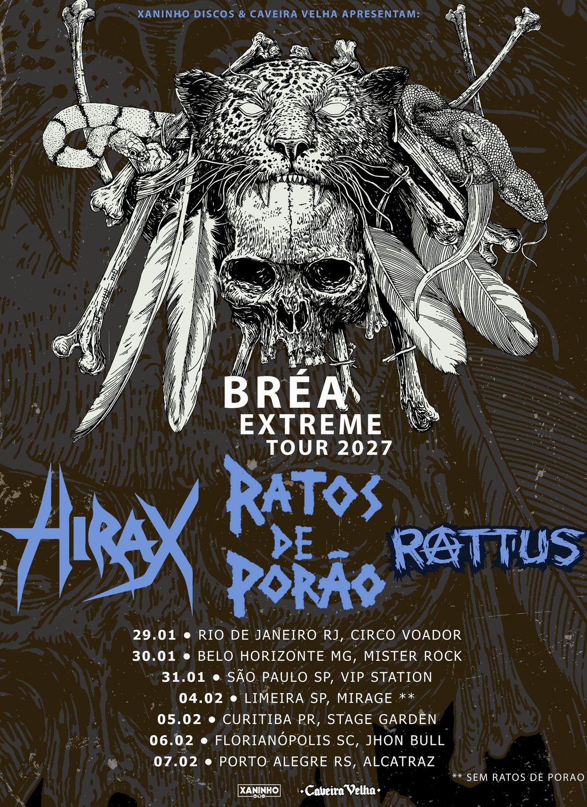 BRÉA EXTREME TOUR 2027 REÚNE RATOS DE PORÃO, HIRAX E RATTUS EM UM ENCONTRO ENTRE PUNK, HARDCORE E THRASH METAL