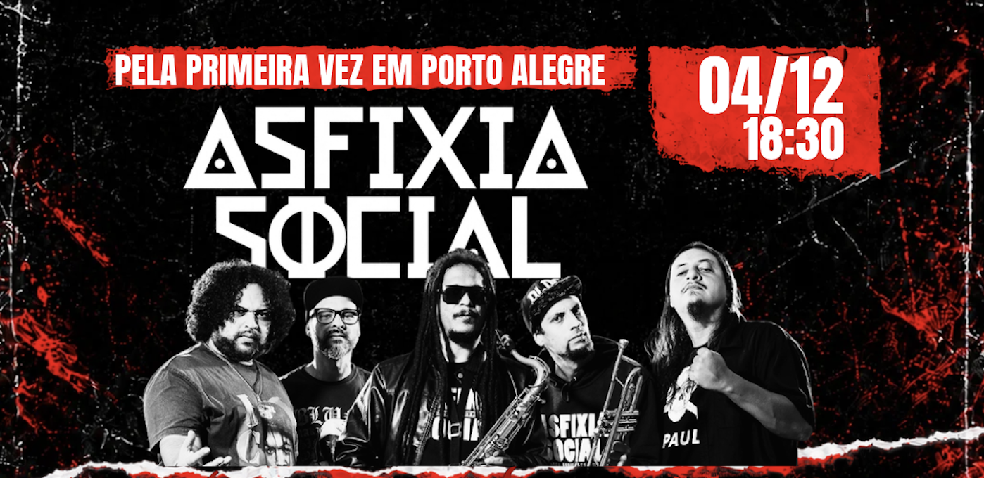 Cartaz do show de Asfixia Social, Código Penal e 9SHOT no Gravador Pub, em Porto Alegre, em 4 de dezembro.
