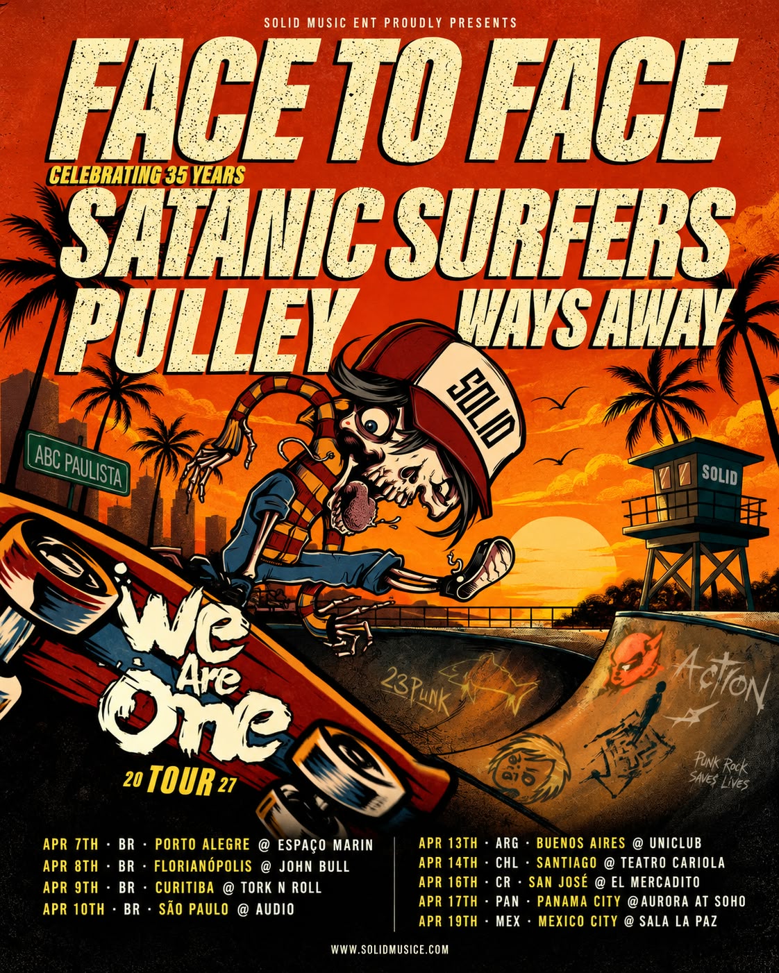 WE ARE ONE TOUR 2027 COMEÇA EM PORTO ALEGRE COM FACE TO FACE, SATANIC SURFERS, PULLEY E WAYS AWAY